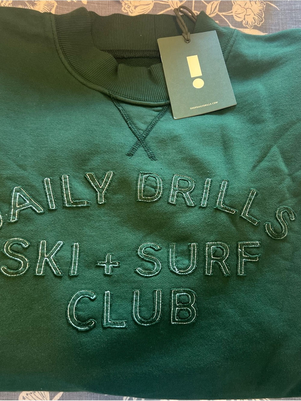Daily Drills Forest Green Embroidered Ski + Surf Club Sweatshirt - Picture 1 of 3